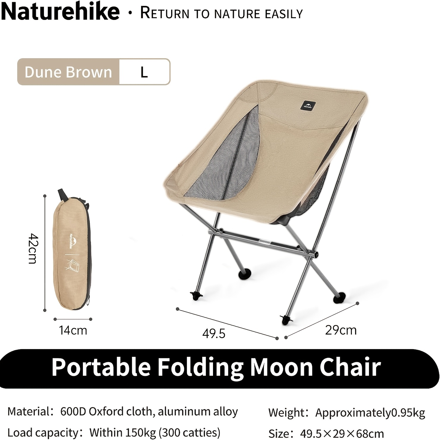 Image of Naturehike Yl03 Camping Chair, Ultralight Portable Camp Chair With Storage Bag, Compact Folding Beach Chair For Backpacking Hiking Fishing Picnic