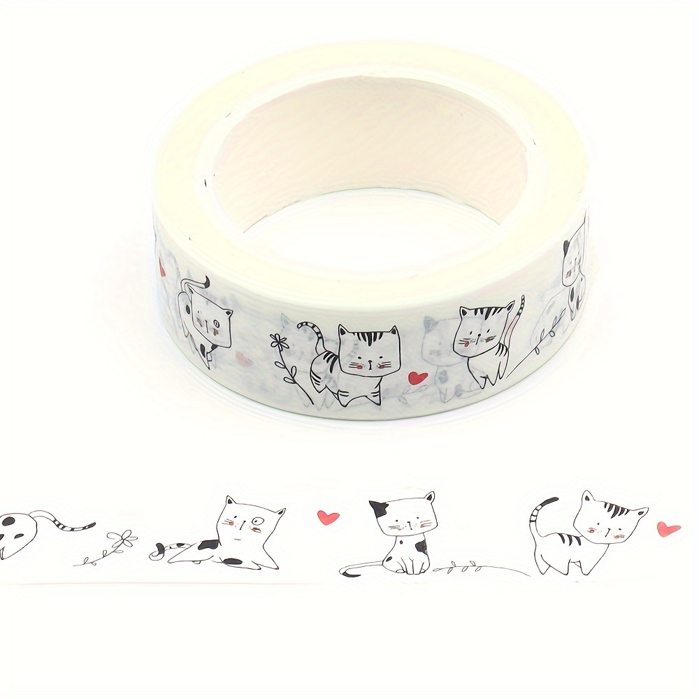 

Cute Heart Cat Washi Tape, 15mm X 10m - Perfect For Scrapbooking & Crafts, Decorative Masking Tape For Office And School Supplies