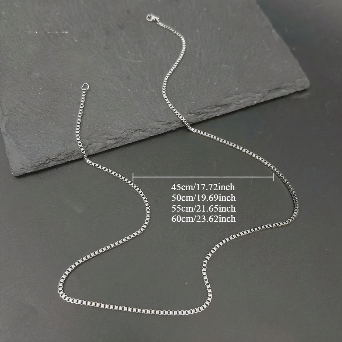 Men's Silvery Stainless Steel Square Design Minimalist Chain Necklace