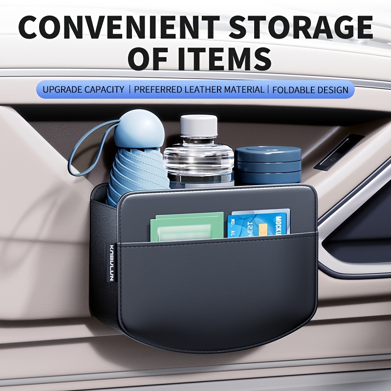 

1pc Premium Leather Car Phone Holder Storage Box, Multi-functional Vehicle Door Organizer, And Auto Interior Accessory