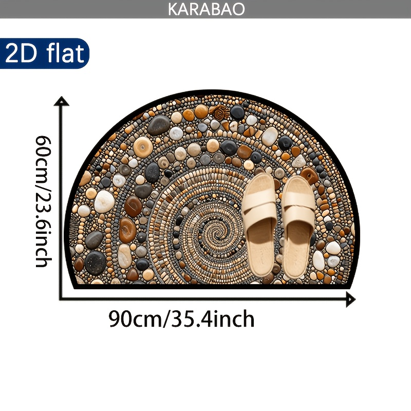 TEMU 2d Flat, 1pc Courtyard Lawn Gardening Outdoor Door Mat, Doormat, Outdoor Decoration, Lightweight Semi-circular Carpet Mat, Welcome Mat,