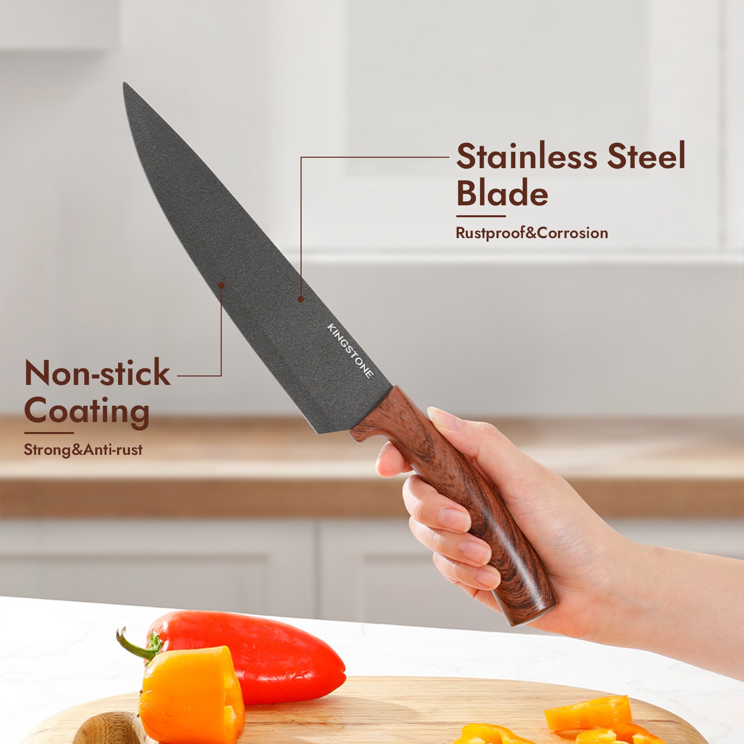 7pcs Kitchen Knife Set with Knife Rack, Chef'S Knife, Bread Knife, Replaceable Blade Knife, Multi-Purpose Knife, Fruit Knife And Kitchen Scissors. Multi-Purpose Cooking Kitchen Knife Set, Suitable for Home, Kitchen And Cooking