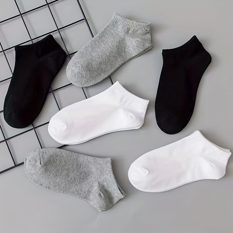 

5/10 Pairs Of Men's Solid Colour Anti Odor Liner Socks, Comfy Breathable Casual Soft & Elastic Socks, Spring & Summer