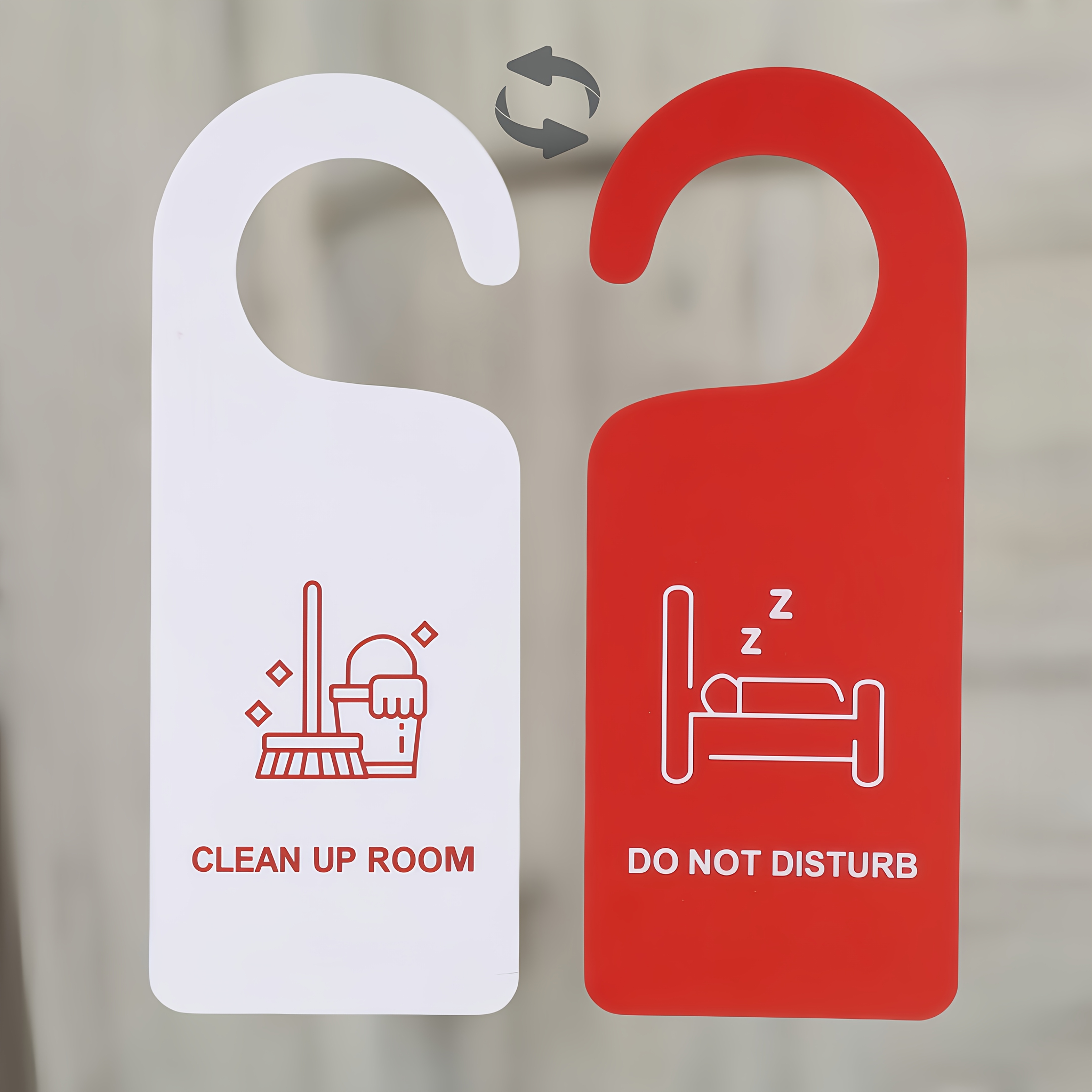 TEMU 1pc Hotel Door Hanger Signs Double-sided Clean Up And Do Not Disturb Door Sign For Room Office Use 8.6x3 Inch Durable Door Sign Hanger