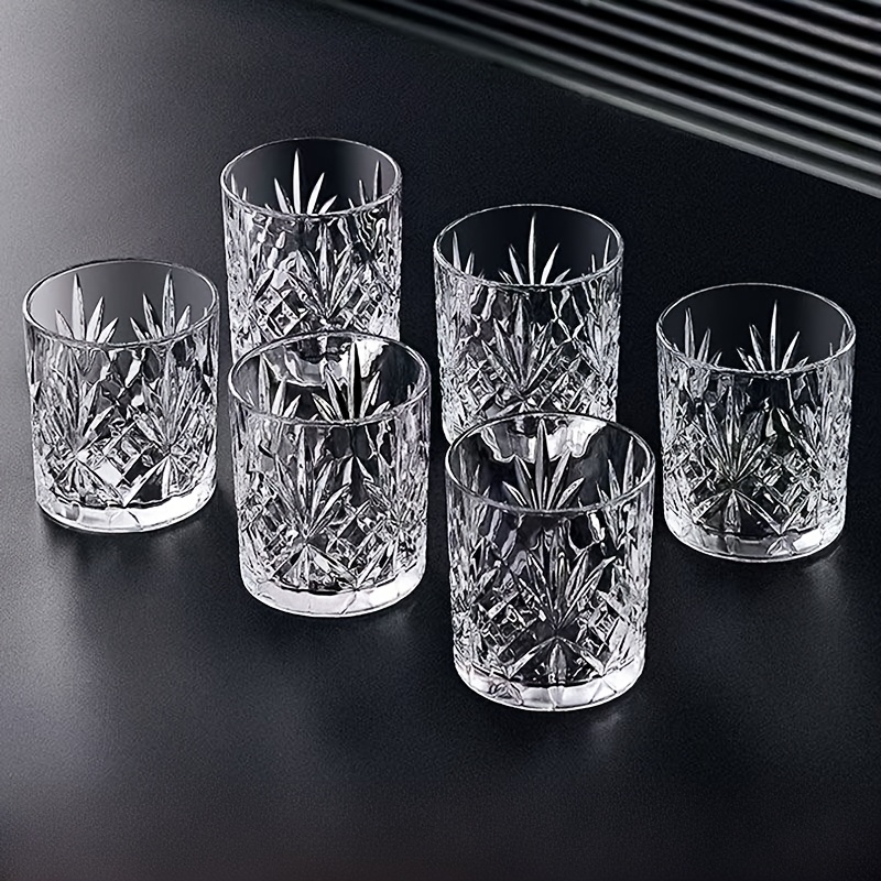 4/6pcs Crystal Glass Whiskey Glass - Double Layered Vintage Rock Glass Crystal Glass Glass Glass - Suitable For Whisky - Bourbon Whisky - Water - Beverages - Drinking Glass