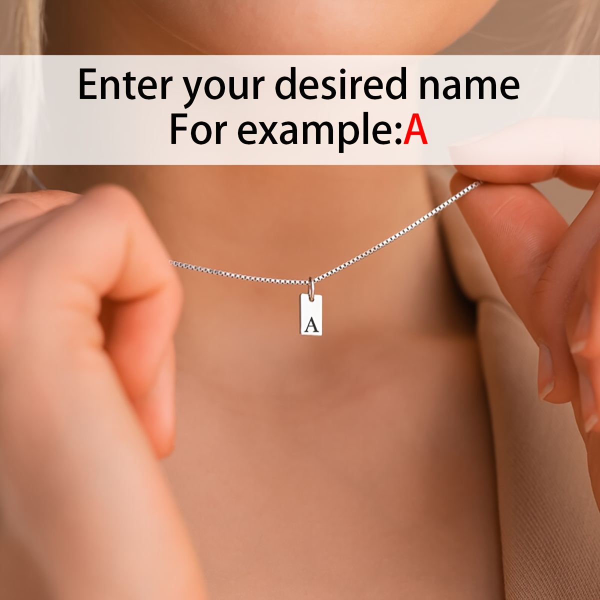 Women's Exquisite Initial Tag Necklace in Stainless Steel