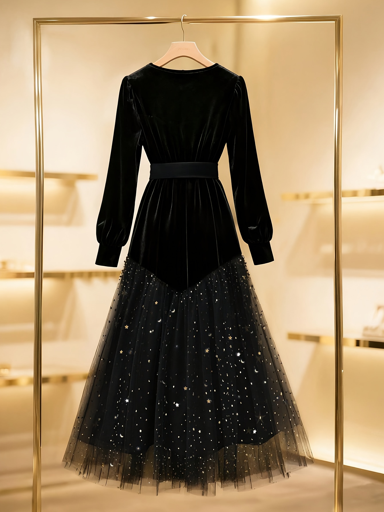 elegant korean dresses Sequin Wrap Midi Dress main image 1