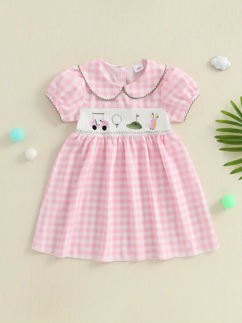 toddler baby girl golf dress rickrack trim puff sleeves - Temu toddler baby girl golf dress rickrack trim puff sleeves - Temu