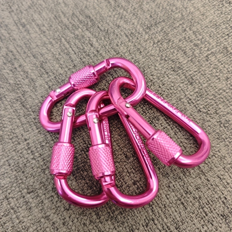 Image of 4pcs 2.2-inch D-shaped Outdoor Keychain Aluminum Alloy Long Nuts Outdoor Hooks Tent Clips For Headphones, Bags, And Water Bottles, Without Battery