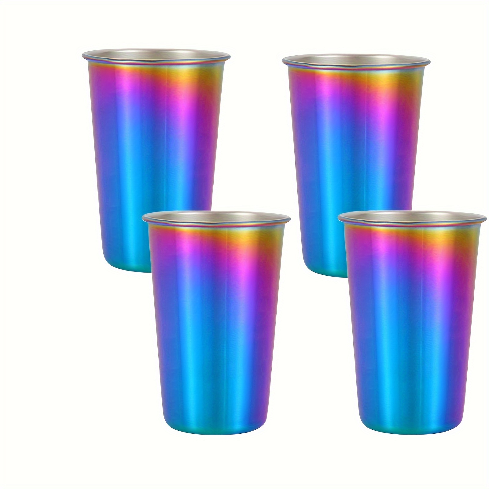 

4pcs 304 Stainless Steel Outdoor Cups, Rainbow Metal Cups Resistant To Drops, Suitable For Outdoor Camping Party