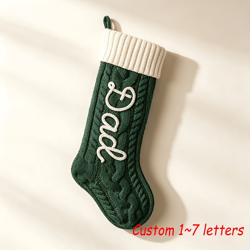 TEMU 1pc Christmas Decorative Stocking, Featuring Santa Claus/christmas Tree And Other Christmas-themed Designs. Custom Knitted Letters Available.