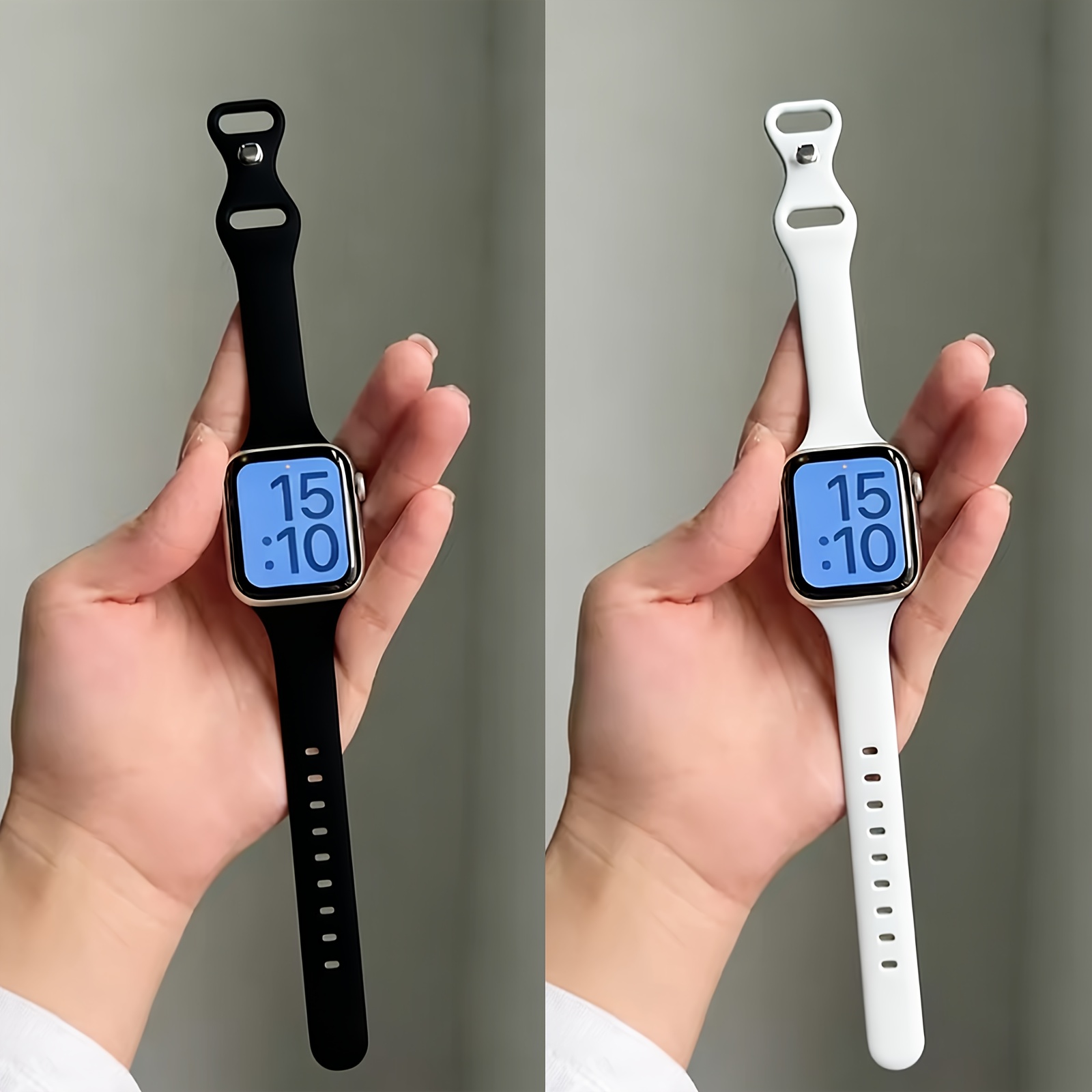 E-shop 2er Pack Schmale Dünne Bänder für Apple Watch 38mm 40mm 41mm 42mm 44mm 45mm 46mm 49mm Damen Herren, Schmales Weiches Sportarmband für iWatch