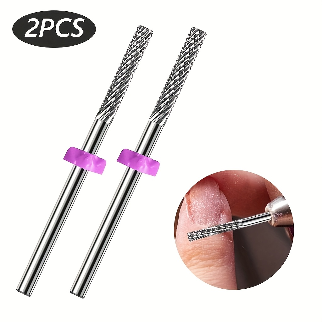 

2pcs Carbide Nail Drill Bits, 3/32" Shank, Professional Nail Tech Supplies, For Electric Cuticle Remover, Dead Skin Removal, Unscented Nail Cleaning Tool