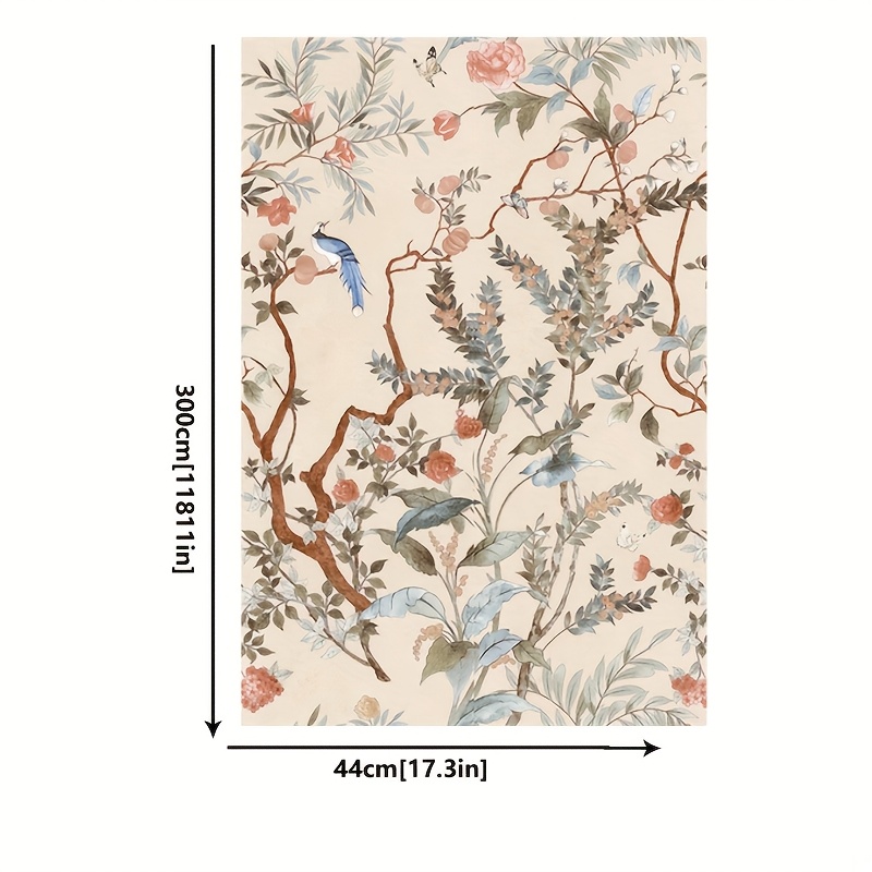 Image of A Roll Of Self-adhesive Wallpaper Measuring 17.3 X 118.11 Inches, Peel And Stick, Waterproof And Removable For Living Room, Kitchen, Bedroom, Dormitory. Vintage Style Renovation Sticker, Wallpaper