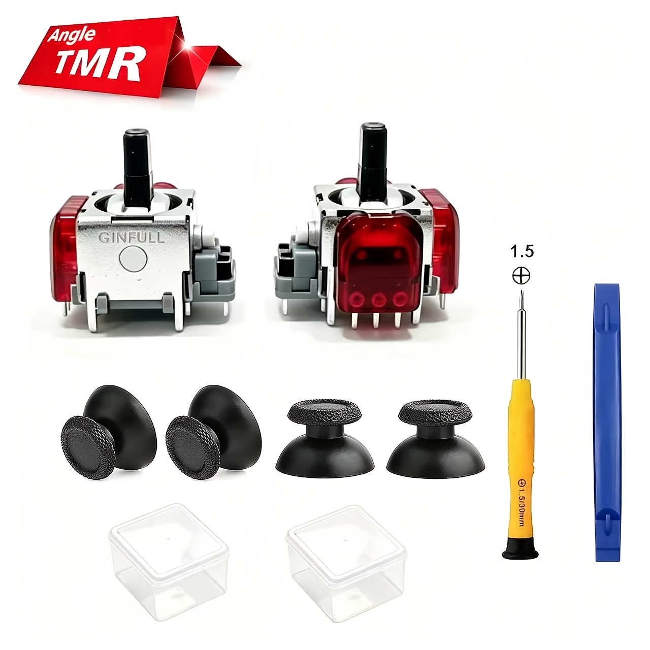 TEMU Deluxe For Ps5 2pcs Angle Tmr Joystick, Screwdriver, Pry Bar, 4 Joystick Caps, Tmr Technology Your Handle Free Of Dead Zones, Joystick