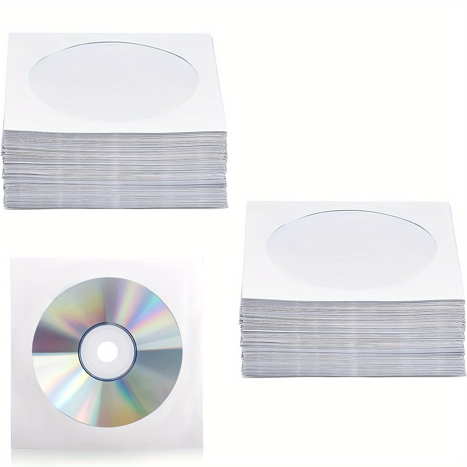 Image of Pack Of 100 High-quality Sleeves For Cds And Dvds - Featuring A Transparent Window And - Made From Acid-free, Scratch-resistant Material Suitable For Standard 120mm Discs