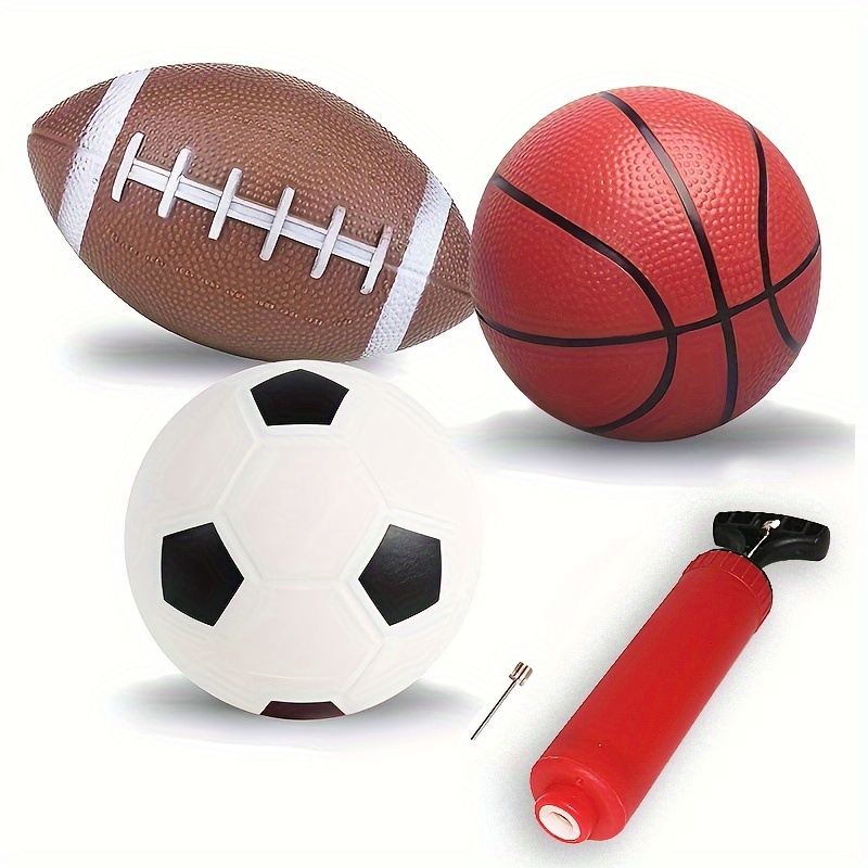 

6-inch Diameter Soccer Basketball Football With Hand Pump For And Rubber Set For Fun Outdoors And Backyard Play