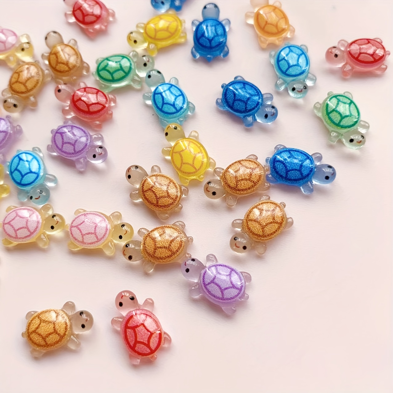 

50 Pcs Cartoon Turtle Shell 3d Nail Art Charms, Multi-color Cute Acrylic Nail Studs, Diy Manicure Accessories, Unscented - Korean, Japanese & European Styles