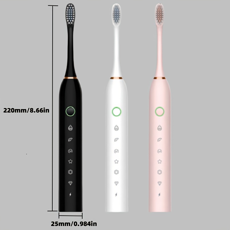 2pcs Advanced Smart Electric Toothbrush, 6 Cleaning Modes, 2/4 Replacement Brush Heads, Ultra-soft Bristles to Care for Sensitive Teeth, IP67 Rating, Suitable for Couples and Family Gifts