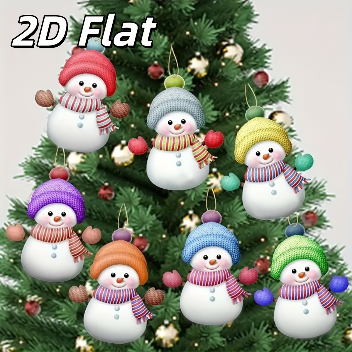 TEMU 2D - 7 piezas de adornos colgantes de acrílico 2D de navideño personalizado, adecuados para fiestas familiares, decoraciones de árboles de
