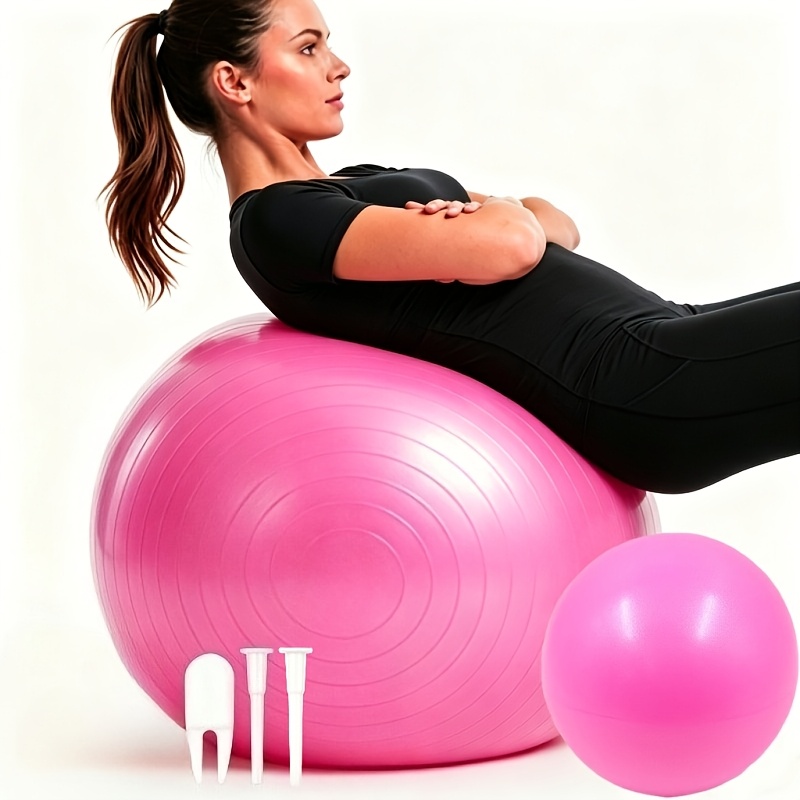 TEMU A Set Includes 3 Accessories: 1 Large 45cm Yoga Ball, 1 Mini 25cm Yoga Ball, And 1 Set Of Air Pumps And Plugs. This High-quality Balance Ball Is