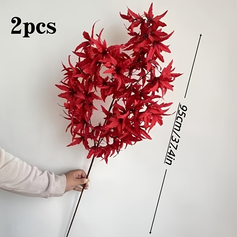 Image of 2pcs Premium Large Branches With Vibrant Leaves - Perfect For Porch, Yard, Wedding & Outdoor Decor | Weather-resistant Artificial Flowers | Uv-protected Faux Greenery | Realistic Garden Decoration