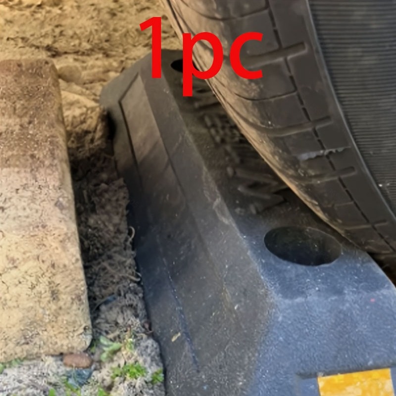 TEMU Heavy-duty Rubber For Garage Parking Stops (1/2pcs): Adjustable Height, Stripes - Non-slip Textured Surface, Sturdy Wheel Chocks - Prevents