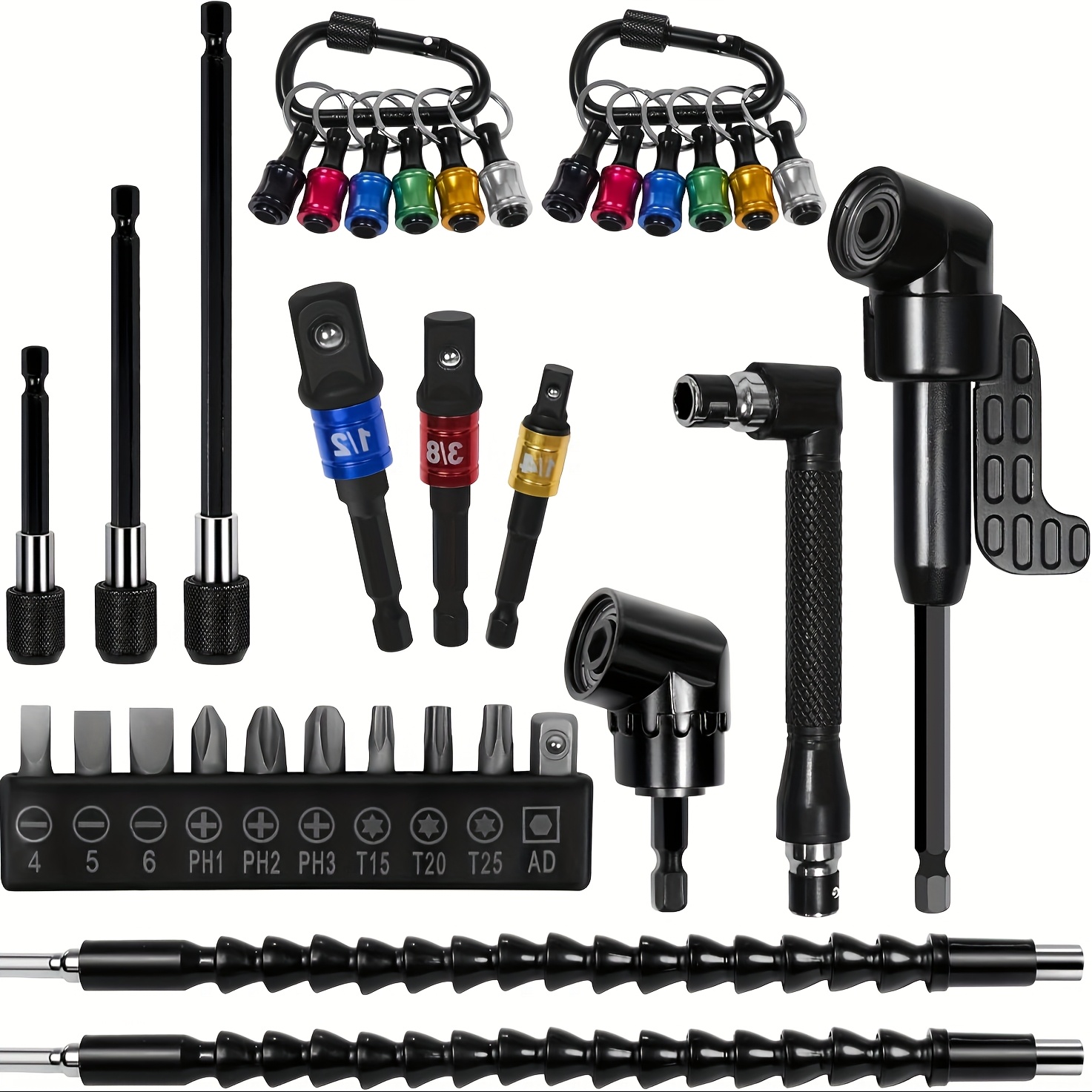 Flexibles Bohrerverlängerungs-Set - 105° Winkeladapter, Biegsame Verlängerung & Bits Für Enge Räume