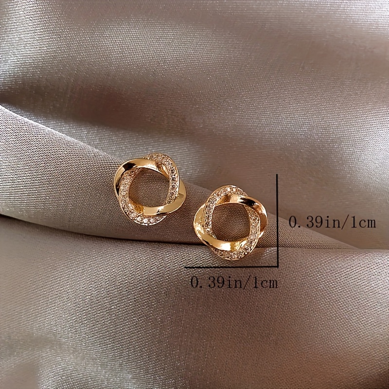 Alloy Circle Stud Earrings with Rhinestone Detailing and Stainless Steel Post