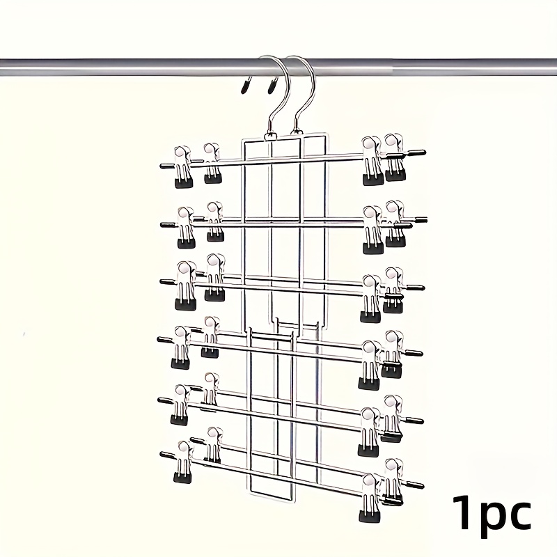 Image of [modern Metal Organizer] 6-tier Metal Skirt Organizer With 360° Rotating Hooks | Space- Clothes Storage For Pants And Skirts, Modern Polished Finish, Durable Metal Construction