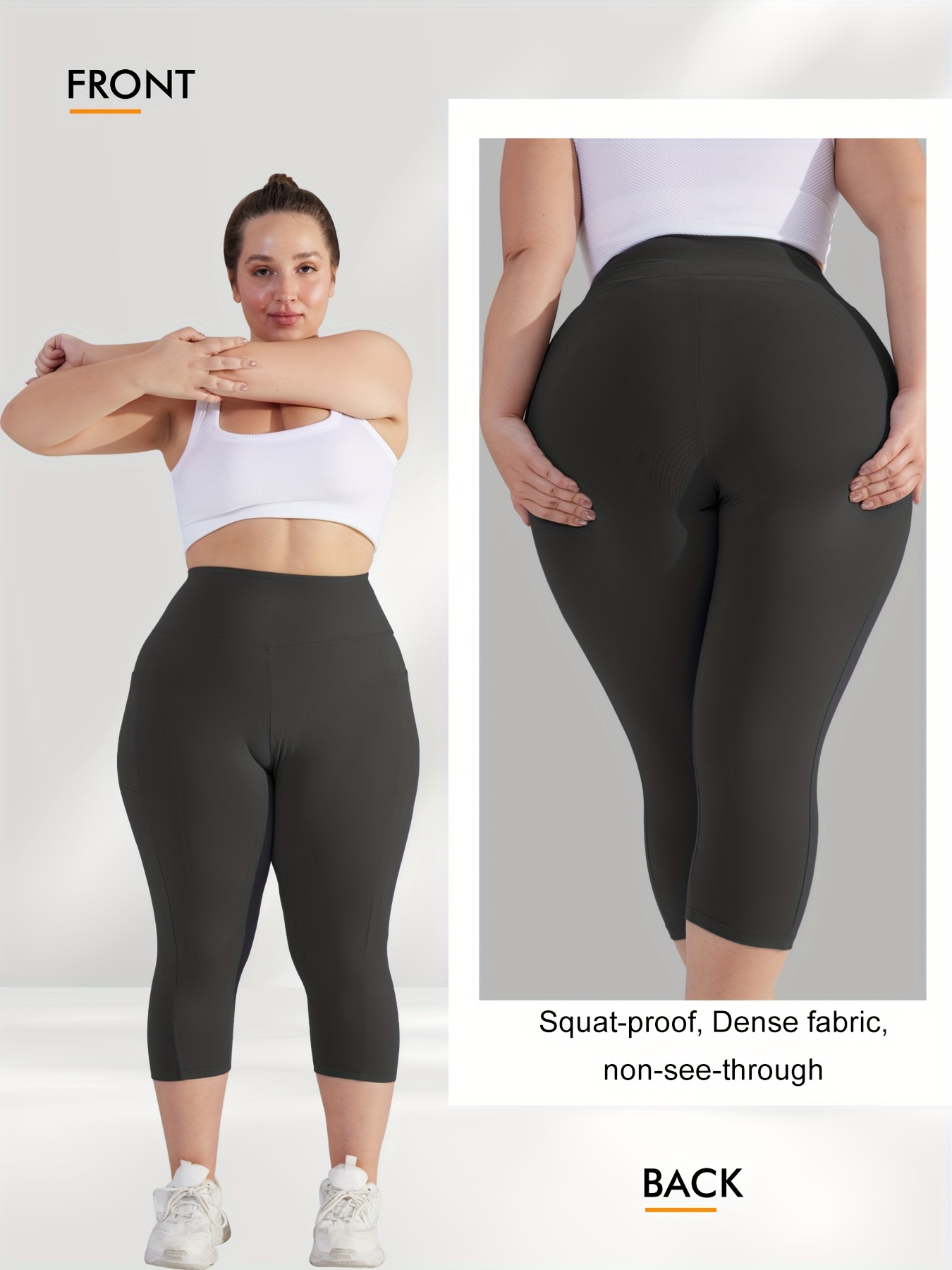 Women'S High-Waisted Side Pockets 7-Inch Pants - Stretchy, Comfortable, and Stylish for Spring/Summer/Fall - Solid Color, Slim Fit, Side Pockets for Everyday Comfort, Casual Wear Pants | Highwaisted Leggings | Stretchy Fabric