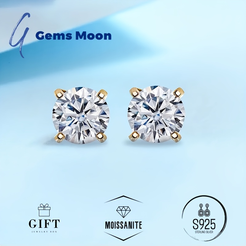 TEMU Elegant Moissanite Earrings S925 Sterling Silver Vvs1 Round Cut Moissanite With Gra Certificate Velvet Pouch Silver Polishing Cloth Backs TEMU Elegant Moissanite Earrings S925 Sterling Silver Vvs1 Round Cut Moissanite With Gra Certificate Velvet Pouch Silver Polishing Cloth Backs