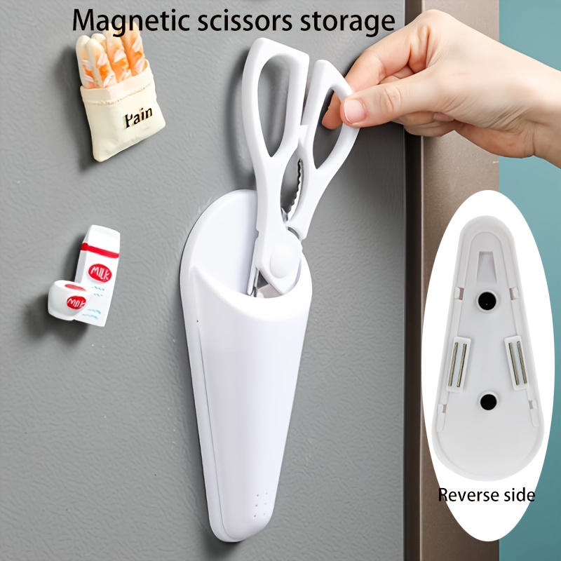 

1pc Christmas Magnetic Scissors Holder, Wall-mounted Refrigerator Storage Box With Strong Magnet, Plastic Shears Organizer For Home And Kitchen Use