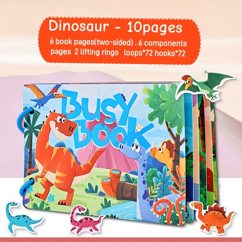 Interactive Busy Book, Reusable Dinosaur-themed Sticker Book, Shape Matching Classification, Educational Cognitive Puzzle Game