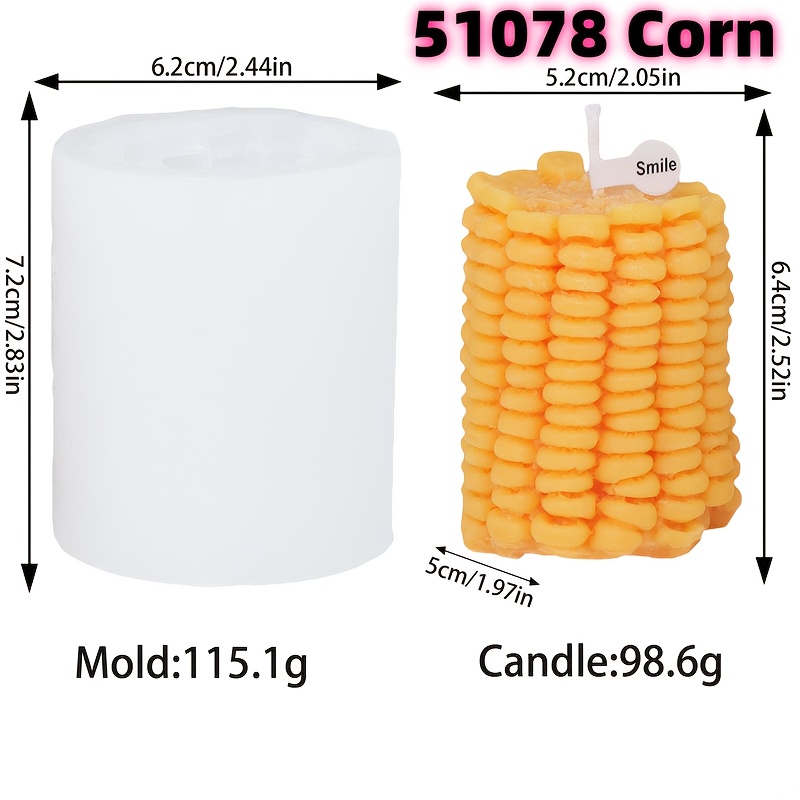 Image of Realistic Corn-shaped Candle Mold With Corn Scent - & Husk, Silicone For Diy Grain Candles, For Home Table Decor, , Thanksgiving Decoration (irregular Corn Shape)