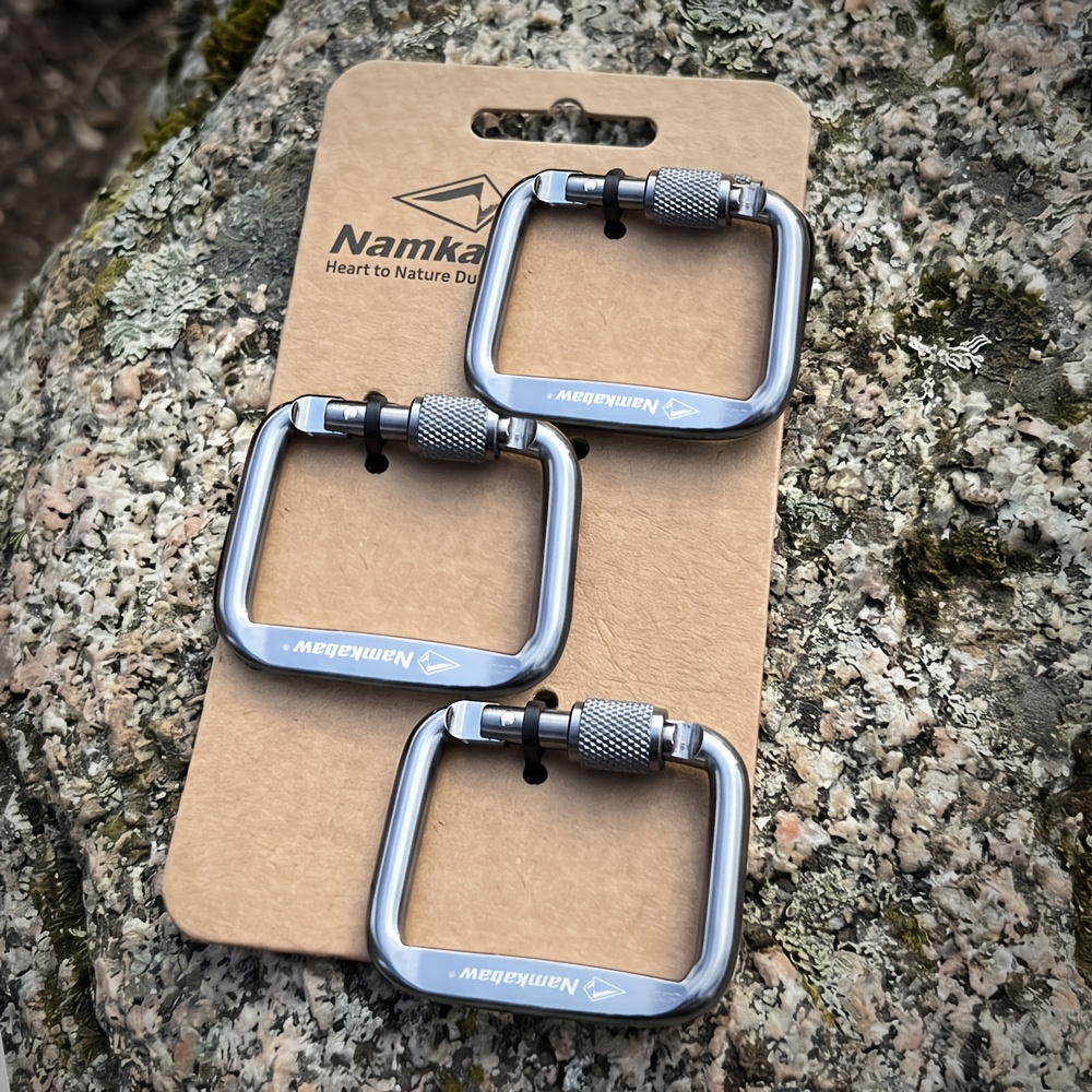 TEMU 3pcs Square Keychain, Aluminum Alloy With Lock Design, Multi-functional Durable Spring Quick-release Hook, Suitable For Keychains, Luggage Tags,