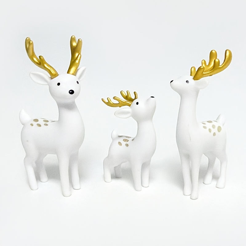 TEMU 3pcs Moonlight Fawn Collectible Figurines, Miniature Landscape With Moss, Pvc Craft, Gardening Scenery Cottage, Outdoor Garden Succulent Bonsai
