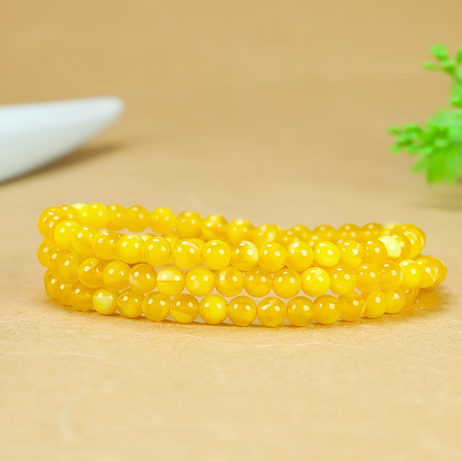 Bohemian Style Chicken Fat Yellow Round Bead Multi-Circle Bracelet