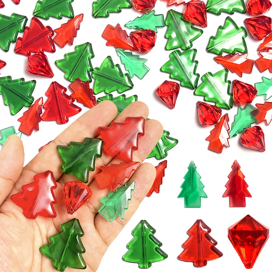 TEMU 50pcs Of Christmas Vase Fillers, Acrylic Christmas Trees, Artificial Diamonds Suitable For Christmas Decorations, Winter, New Year, Wedding