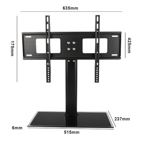 universal tv stand height adjustable desktop stand suitable for 37 55 inch tvs 66 lbs load bearing black fiberglass base suitable for conference rooms exhibitions and