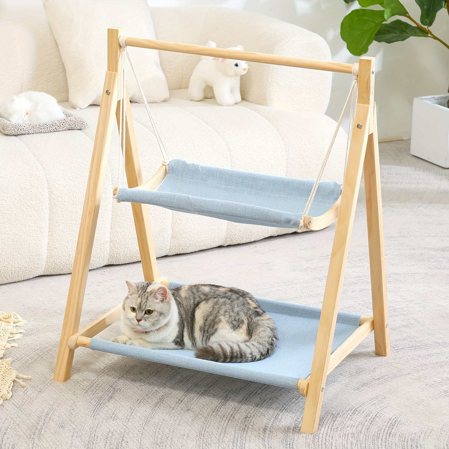 

Solid Wood Cat Hammock Hanging Cat Bed Breathable Cat Condo Washable Hammock