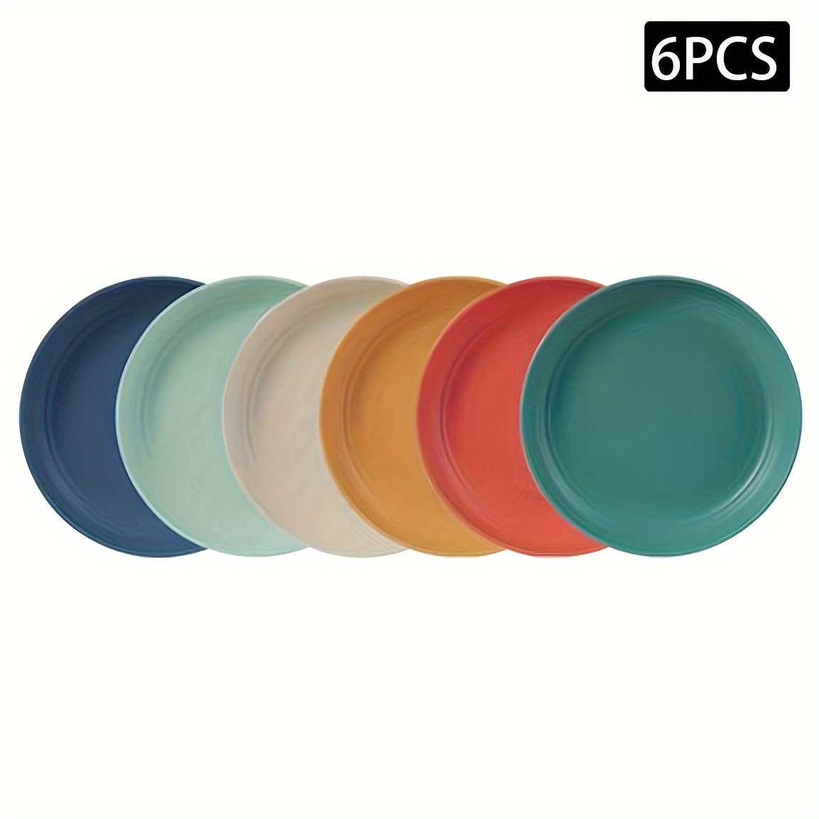 Image of 6pcs Vibrant Reusable Plates - 7.8" Round, Durable & Versatile For Home, Picnics, Camping & Rvs - Dishwasher & Microwave Safe, Perfect For Pasta, Desserts, Fruits - Colorful, Tableware