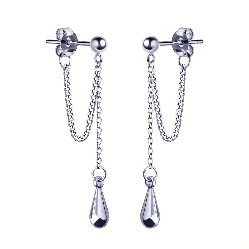 Elegant Stainless Steel Water Drop Dangle Earrings - Hypoallergenic, & Party Wear