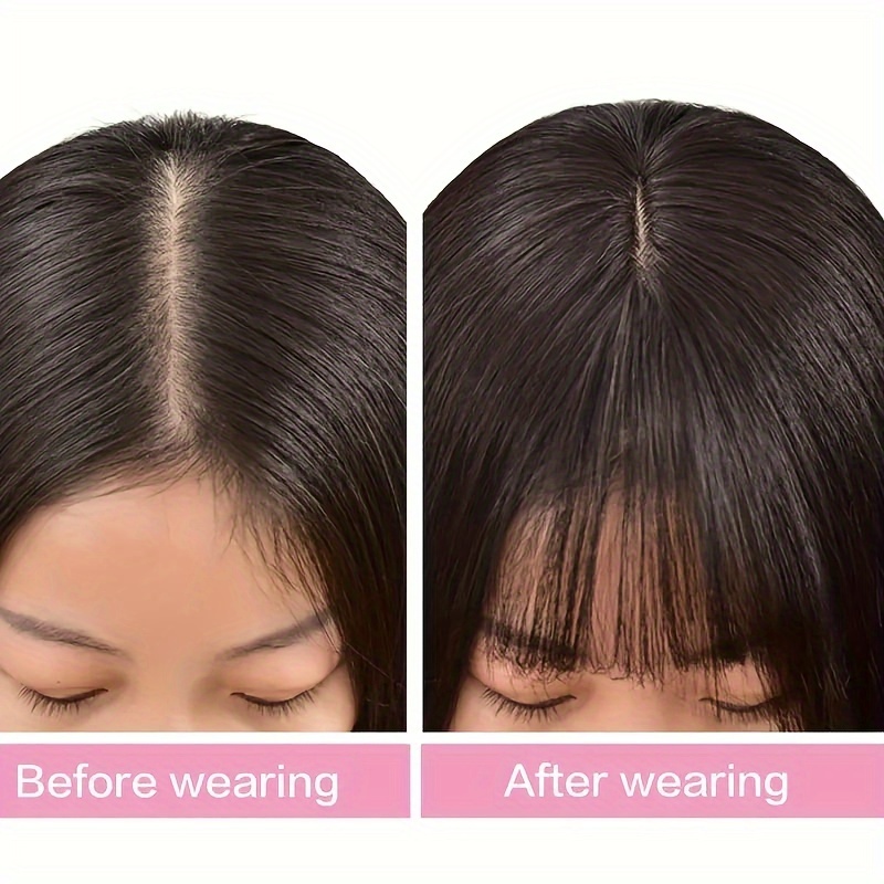 14 inch synthetic short straight hair topper bangs clip in  display picture 3