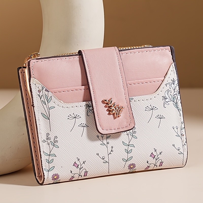 TEMU Small Floral Wallet For Women Students, Fresh Short Coin Purse, Cute Card Holder With Multi-card Slots, New Printed Women' Wallet, Compact And