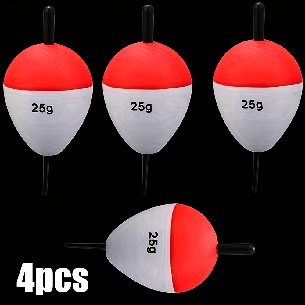 TEMU 4 piezas de flotadores de pesca, boyas y blancas, múltiples tamaños disponibles de 3G a 30G, juego de flotadores de pesca de visibilidad para de