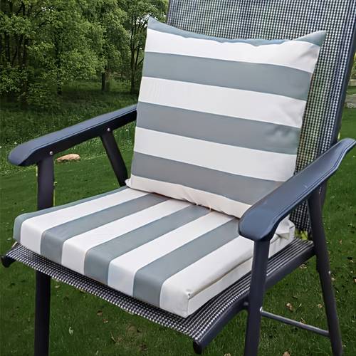 outdoor high back chair cushion waterproof and radiation resistant soft and comfortable gray stripe