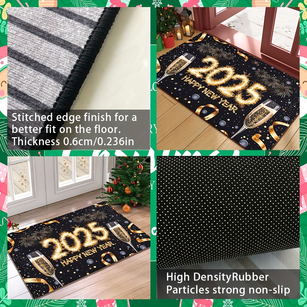 1pc 2025   doormat rectangular polyester fiber     non slip machine washable welcome mat for entryway   room bedroom bathroom decor lightweight washable rubber backing details 4