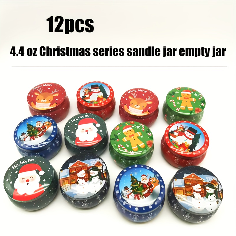 

12pcs 4.4oz Tinplate Christmas - Assorted For Diy Making, For Favors & Decor, 125ml