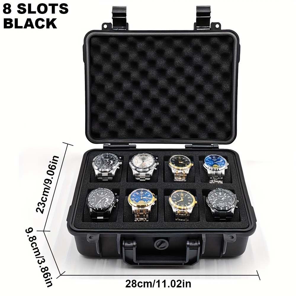 TEMU 1pc Premium Watch Storage Box, Storage Case, , Portable -enclosure Brand Protective Case, High Quality Case, In Black, Blue, Yellow, And Orange,